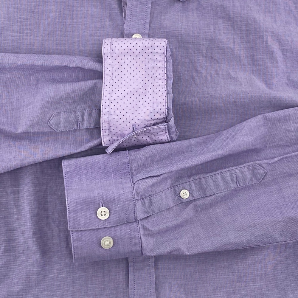 Perry Ellis Portfolio Mens XL Purple Very Slim Fit Stretch Button Down Shirt - Picture 4 of 9